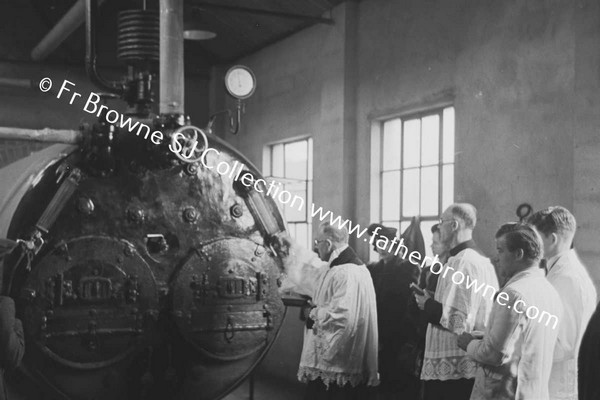 MOUNTMELLICK PRODUCTS LTD:V.REV FR.BURBAGE P.P.V.F.& REV.C.O'CONNOR DON.S.J.BOILER HOUSE AT DOOR